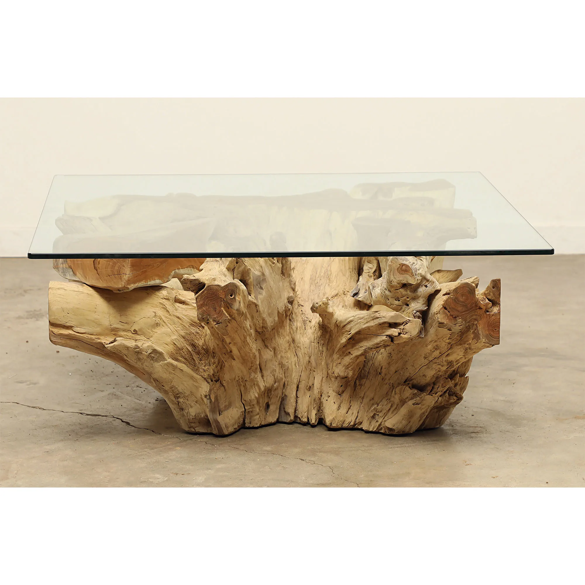Traditional Teak Root Coffee Table - Rustic Solid Wood Living Room ...