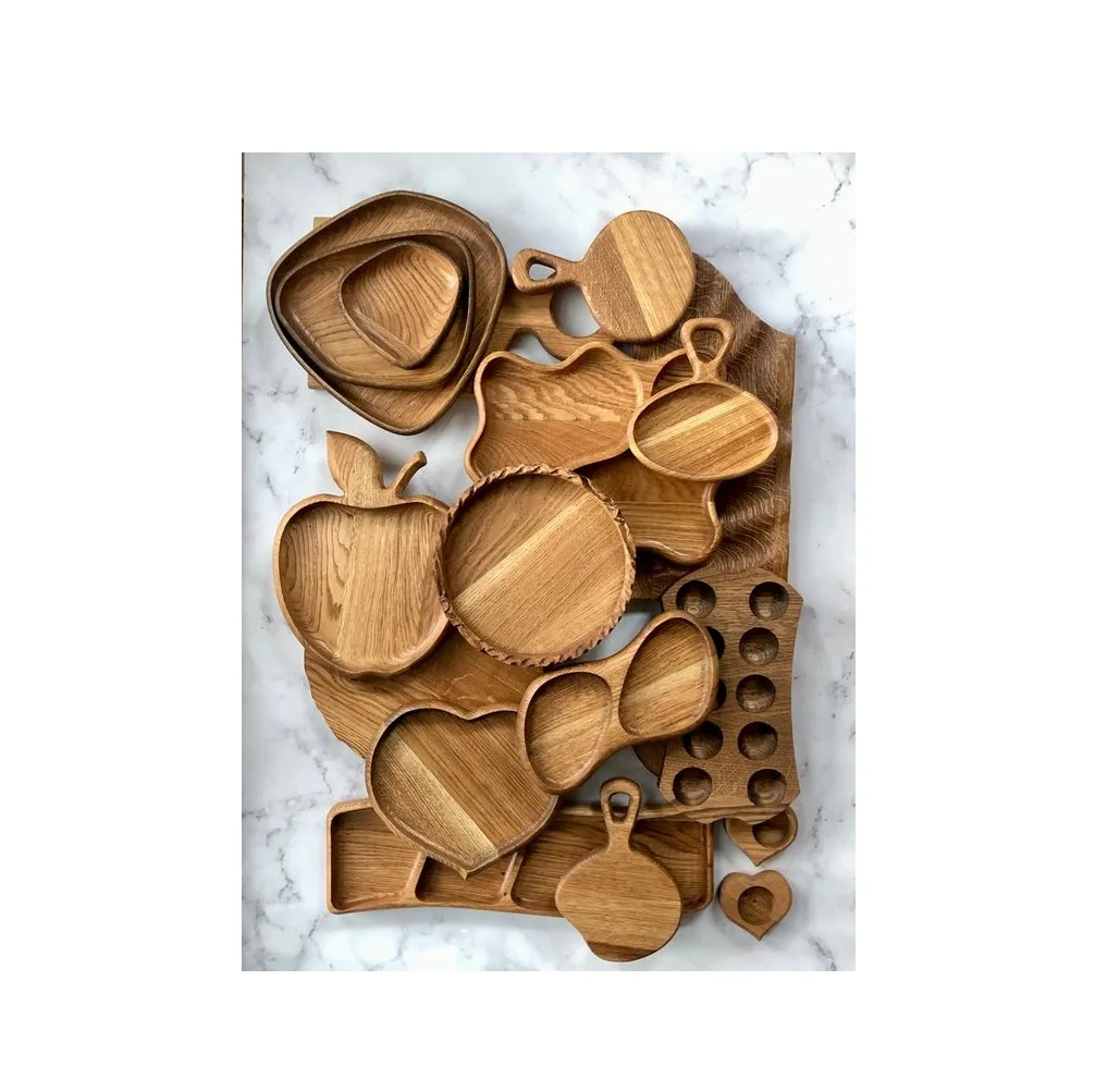 Mango Wood Platter In The Shape Of Pizza Server Printed And Enamel And