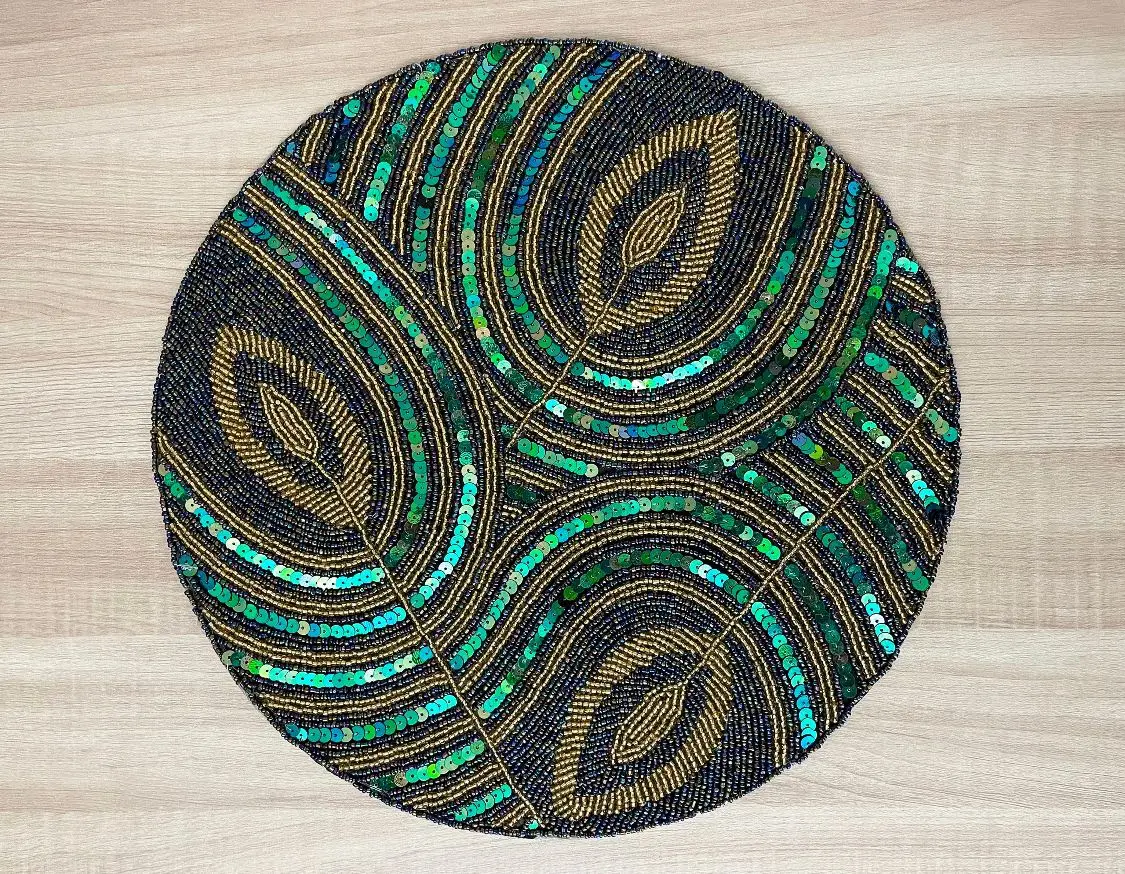 Peacock Handmade Beaded Placemats,Tablemat Buy Christmas Placemat