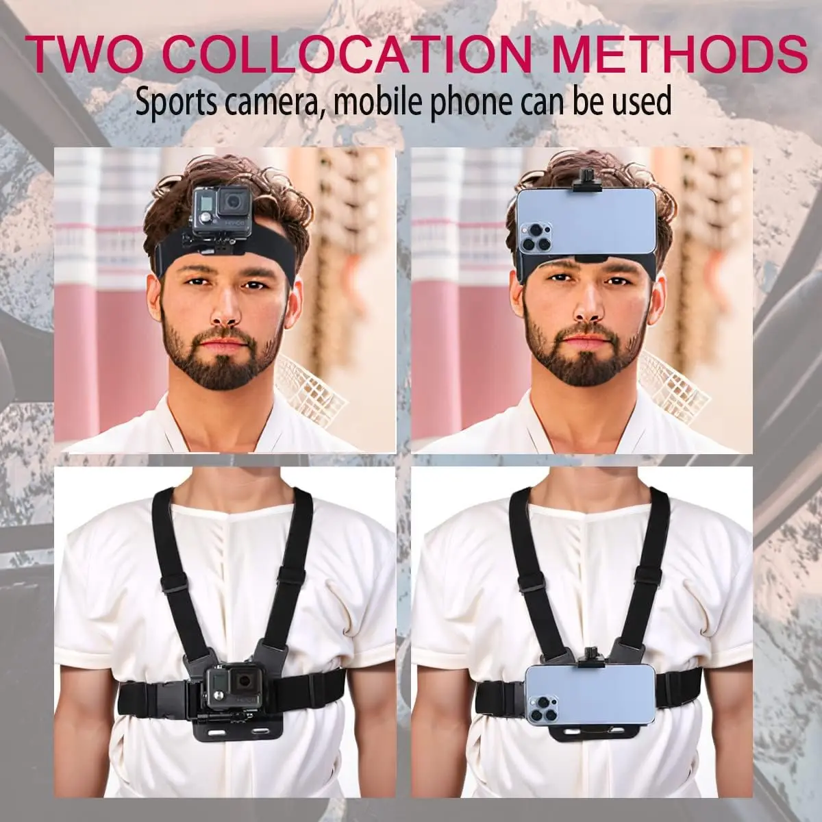 Mobile Phone Chest Mount Strap Harness Mount Head Strap Holder Kit For