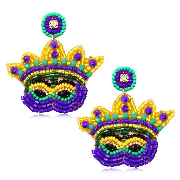 Mardi Gras Beaded Dangle Earrings Buy Party Time Earrings Mardi Gras