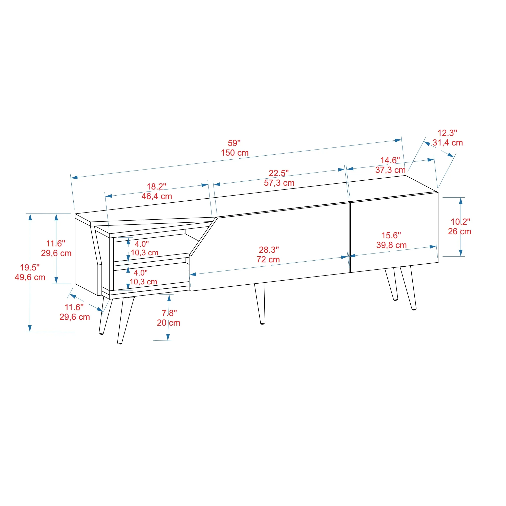 Cleon 150 Cm Modern Tv Stand Tv Unit Entertainment Center Tv