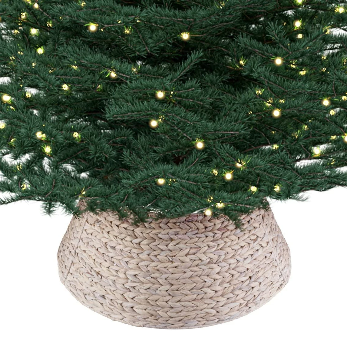 Natural Woven Farmhouse Christmas Tree Collar Rustic Woven Skirt For Tree Decoration Made In