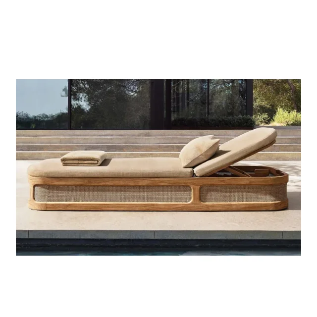 Outdoor Sun Lounger Rattan Wicker Round Sofa Bed With Canopy Patio