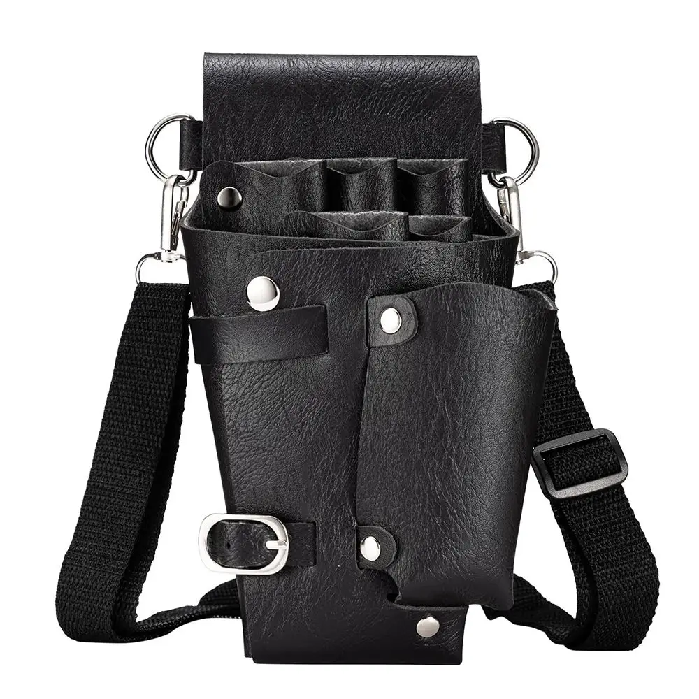 Hair Scissor Holster Leather / Pu Waist Belt Pouch For Combs Scissors Salon Tools Holsters With
