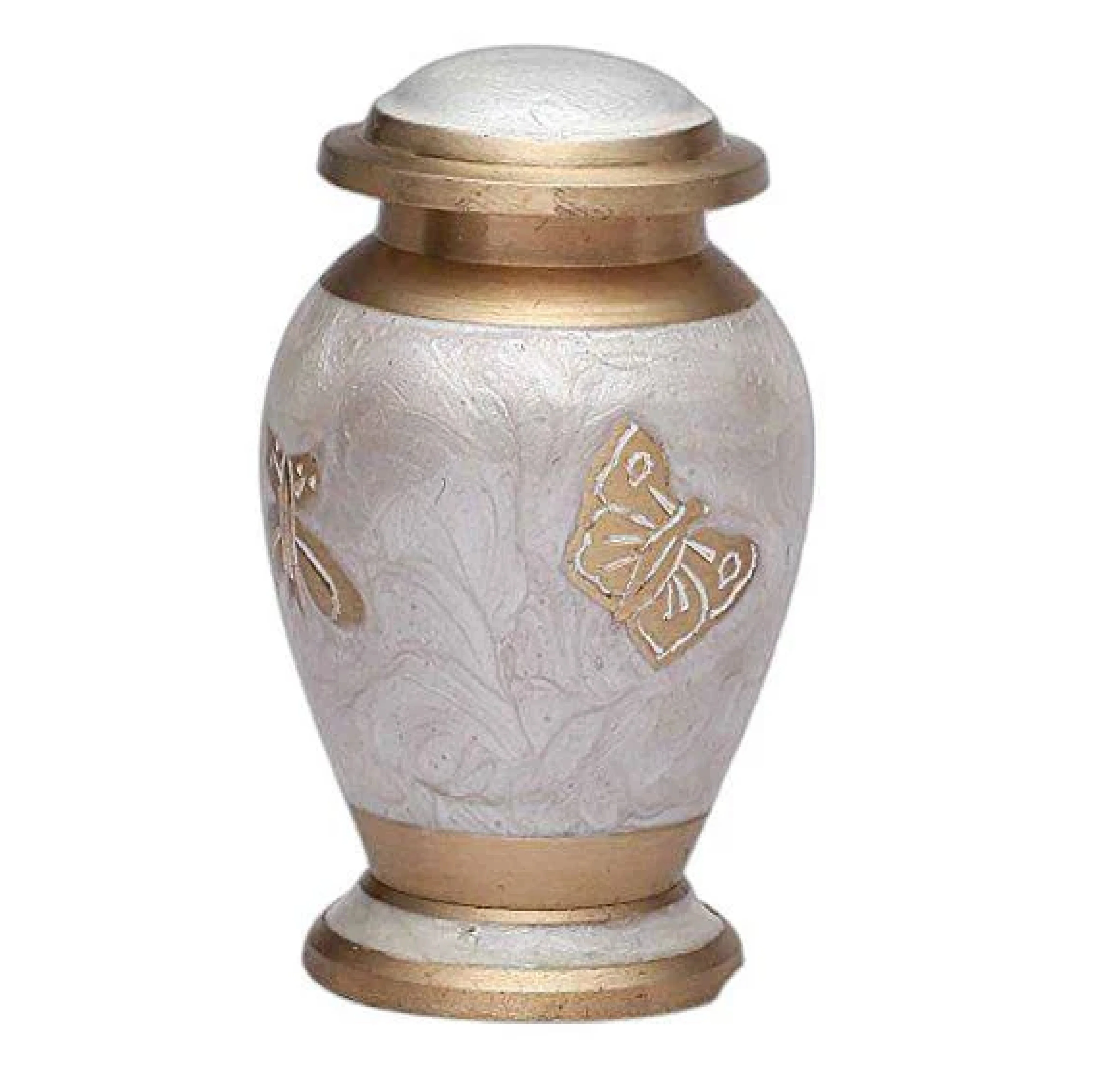 White Enamel With Engraving Band Brass Keepsake Cremation Urns ...