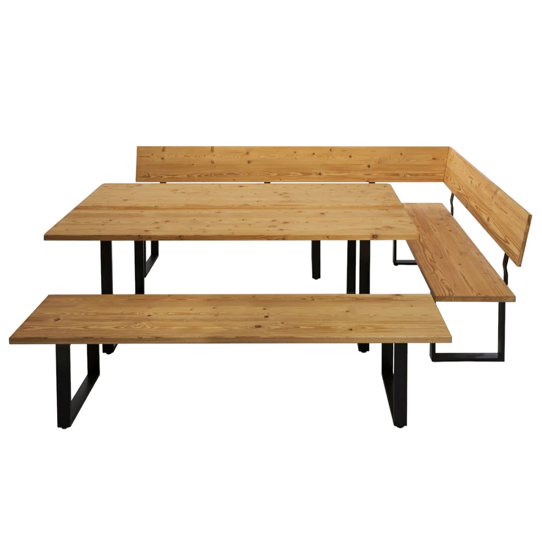 Teak Solid Wood Outdoor Garden Leisure Corner Bench With Backrest And
