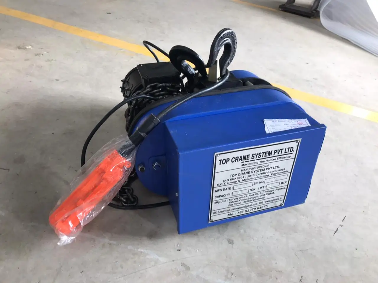 High Quality Electrical Chain Hoist 1 Ton Capacity 6mtr Lifting Height ...