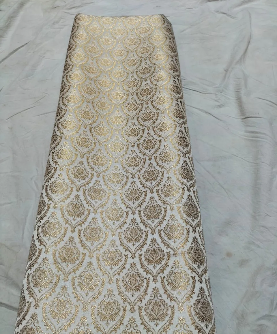 White silk and gold brocade Blanket main image 1