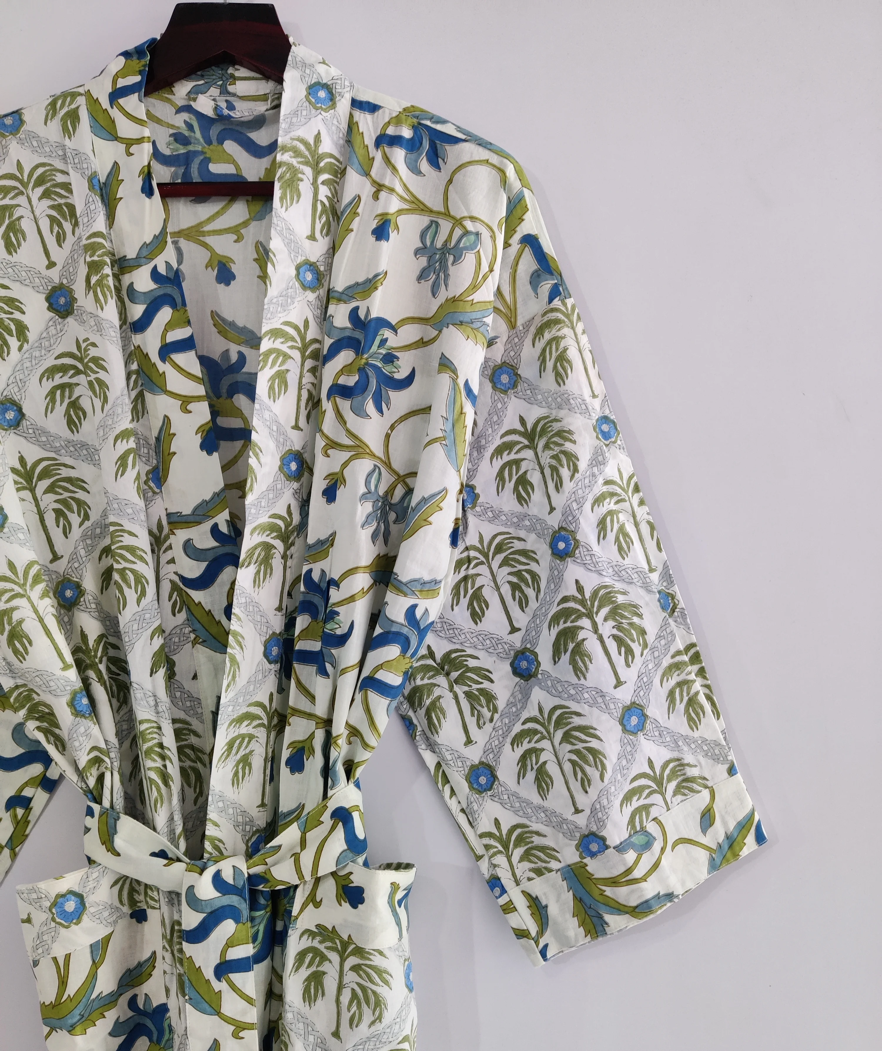 100 Pure Cotton Fabric Kimono Robe Light Weight Cotton Patchwork Night Wear Women Fashion