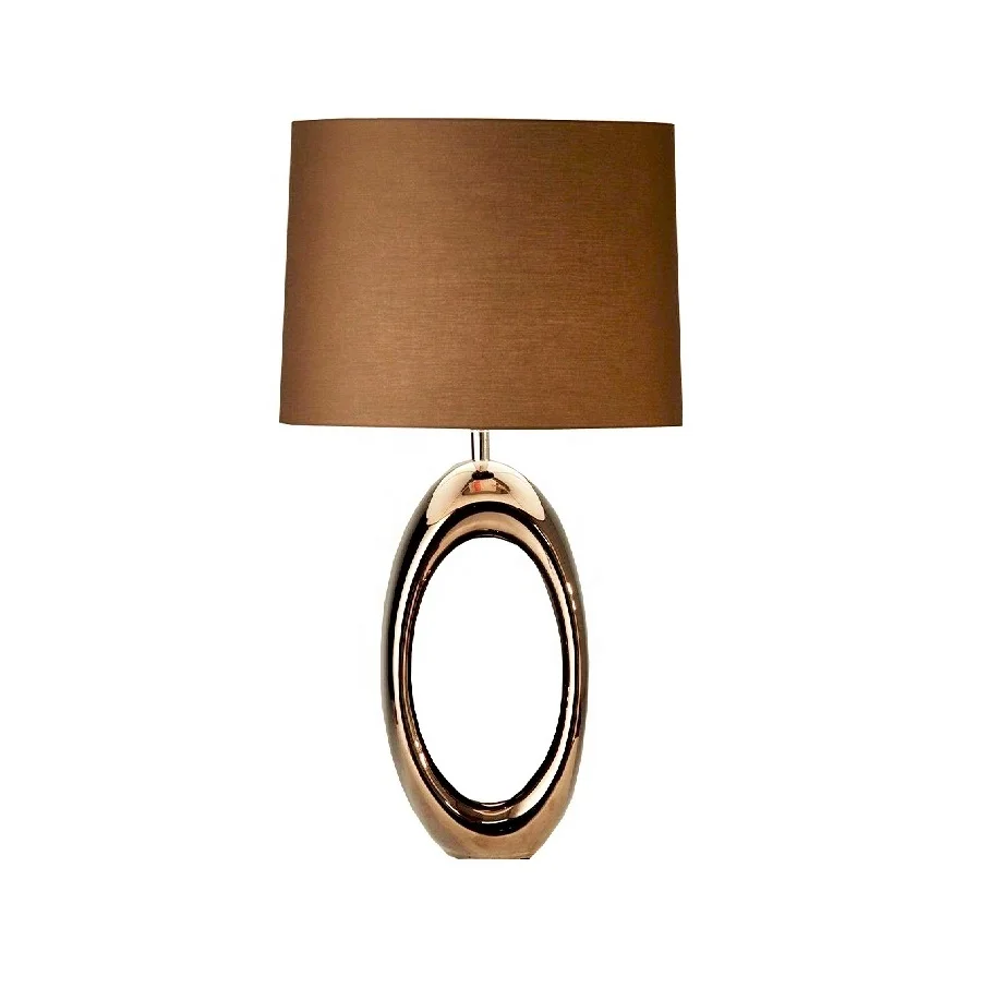 Modern Gold Hollow Out Base Side Table Lamp With White Fabric Shade