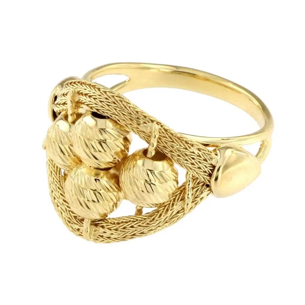 18 K Gold Plated Silver Flat Mesh Diamondcut Beads Ring For Women Buy Jewels Ring Flat Mesh