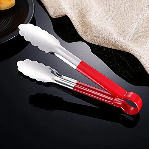 Heavy Duty Serving Food Silicone Kitchen Tongs Stainless Steel Non