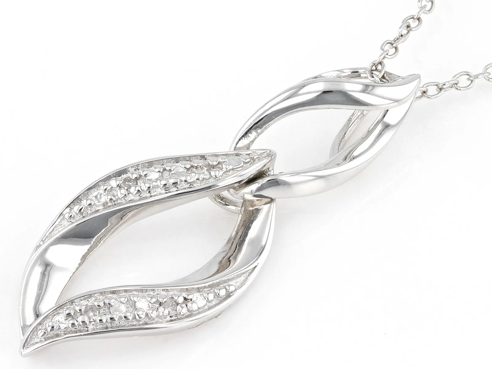 Dazzling Elegance White Diamond Accent Rhodium Over 925 Sterling Silver Slide Pendant With Cable