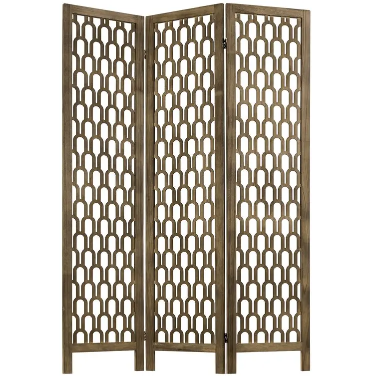 Modern Arch Cutout Three Panel Room Divider Screen Adding A Touch Of ...