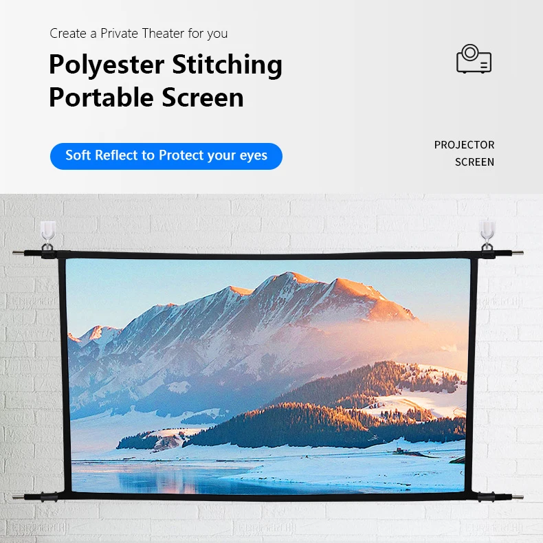 2023 Aun 120 Inch Portable Projector Screen 169 White Fabric Material