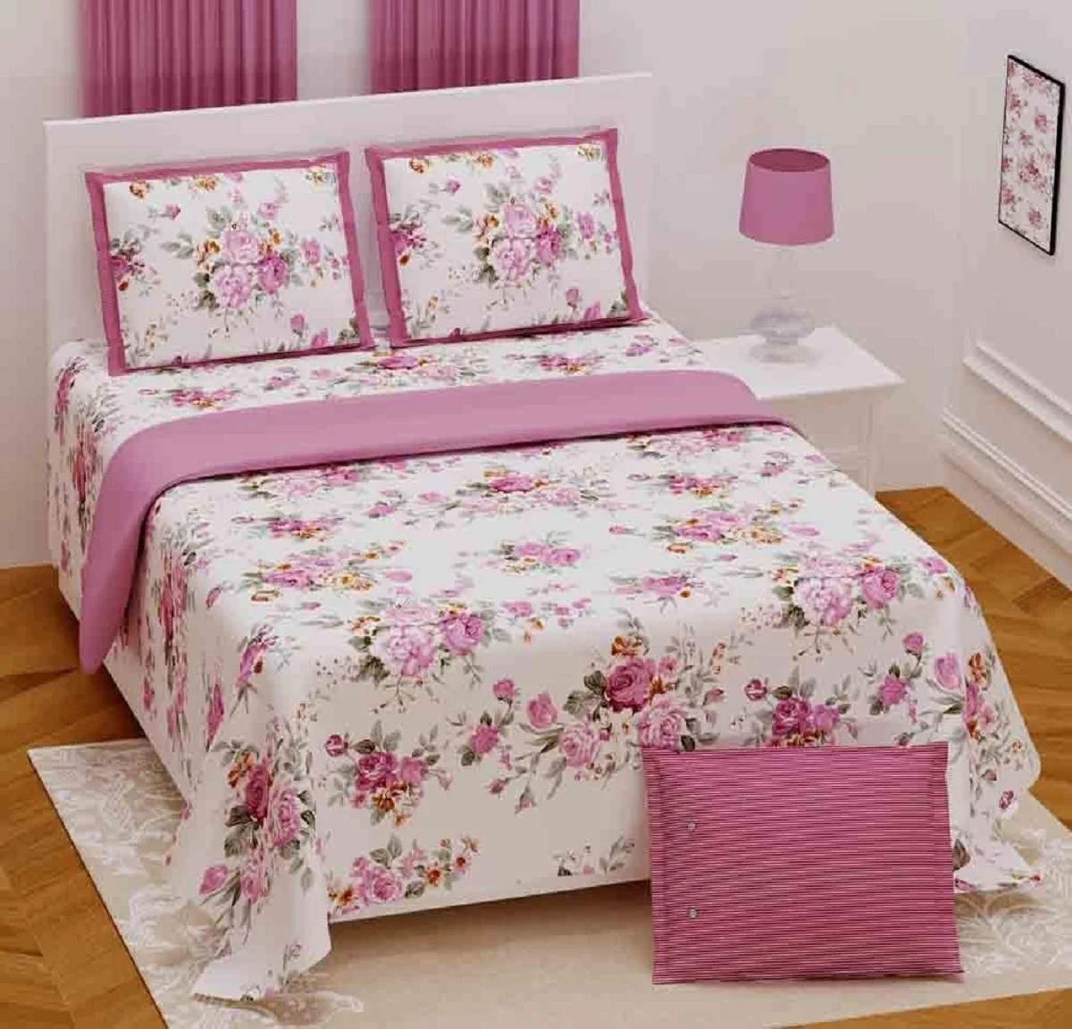 Custom Made Original Double Bedsheet In King Size Joint Free,Size 108 X