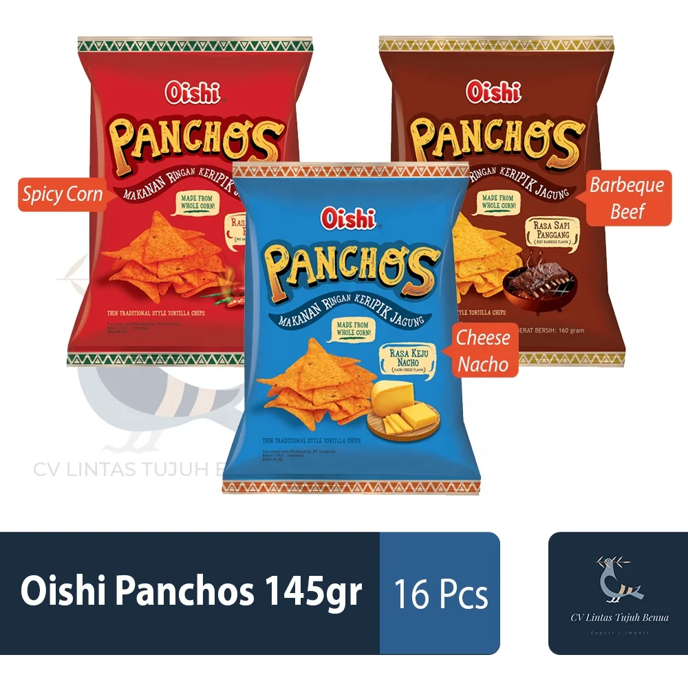 Wholesale Oishi Panchos 145gr Spicy Corn Spicy Flavor Crispy Corn Chips