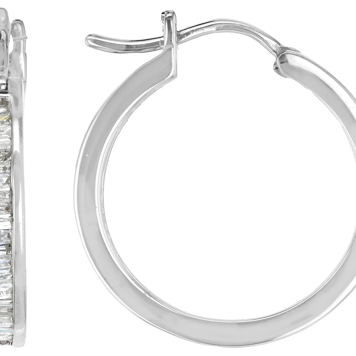 Diamond 1/4ctw. Hoop Earrings In Sterling Silver - Foto 10