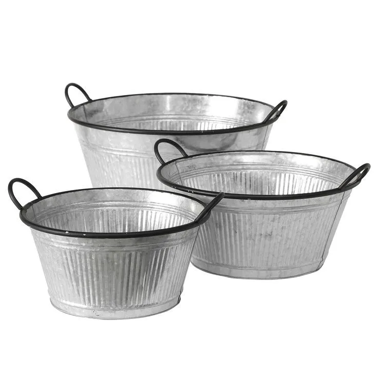Galvanized Flower Vase Metal Flower Bucket Pots Planter Home Decorative