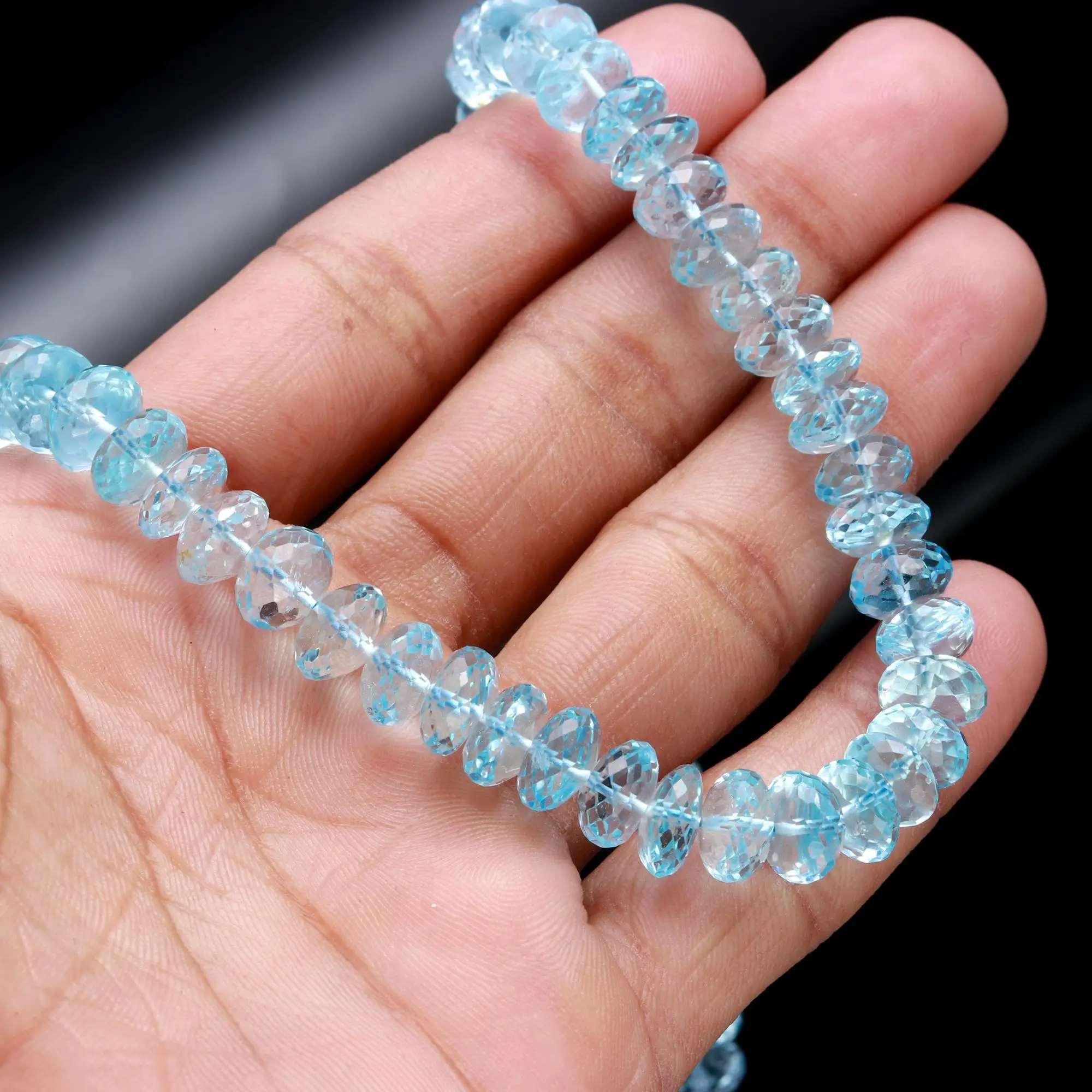 Hot Selling Beautiful Natural Sparkling Blue Topaz Beads Necklace ...