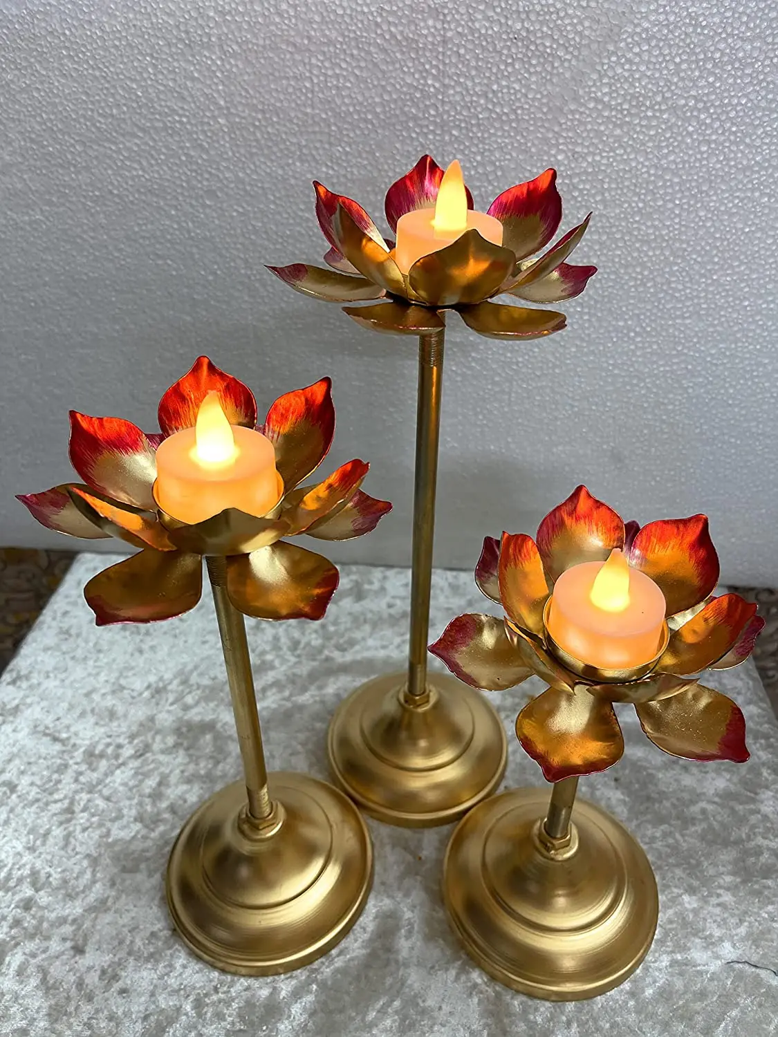 Flower Shaped Set Of Three Votive Candle Holder Lotus Candle Tealight