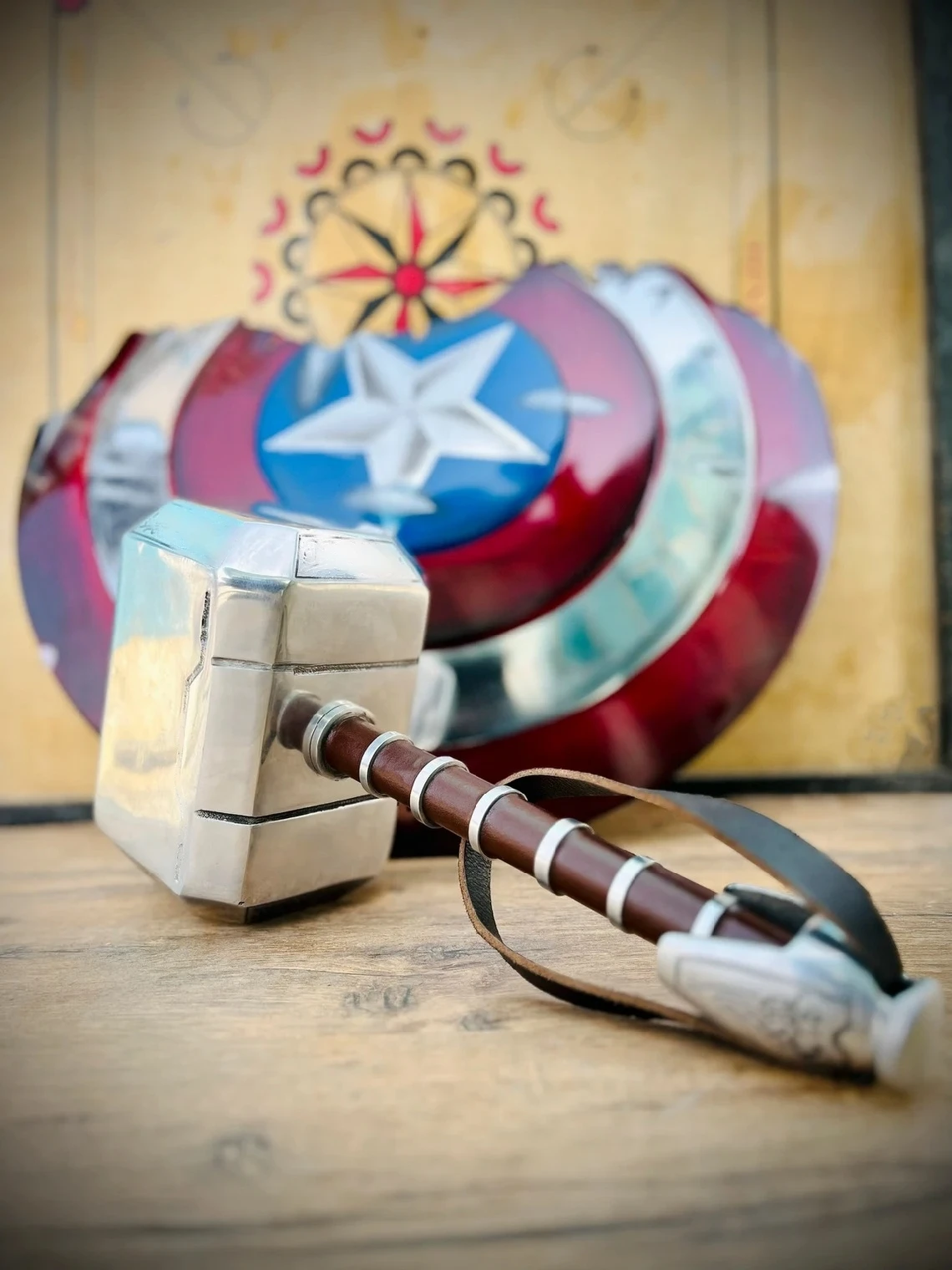 Captain America Broken Shield & Thor Hammer Thor Viking Heroes For