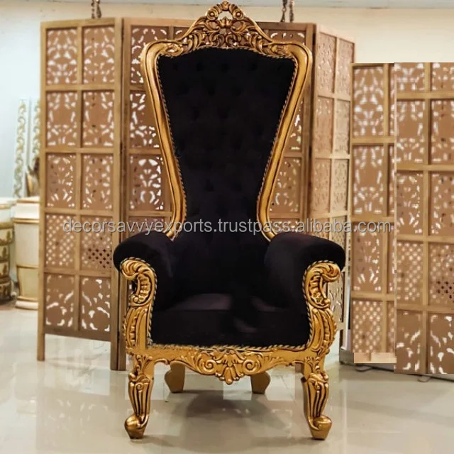 Royal King Throne Chair High Back For Groom And Bride Royal Weddings