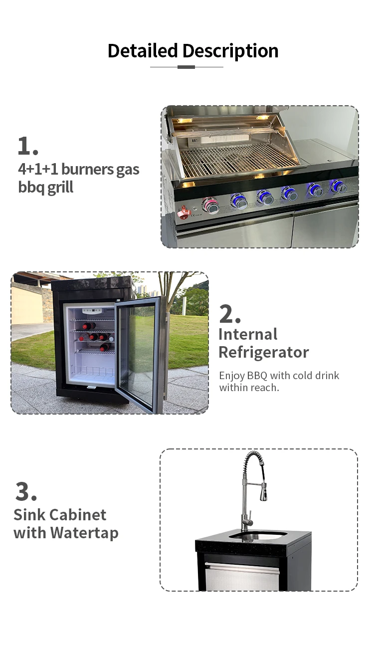 Outdoor Kitchen Refrigerator and Sink Details
