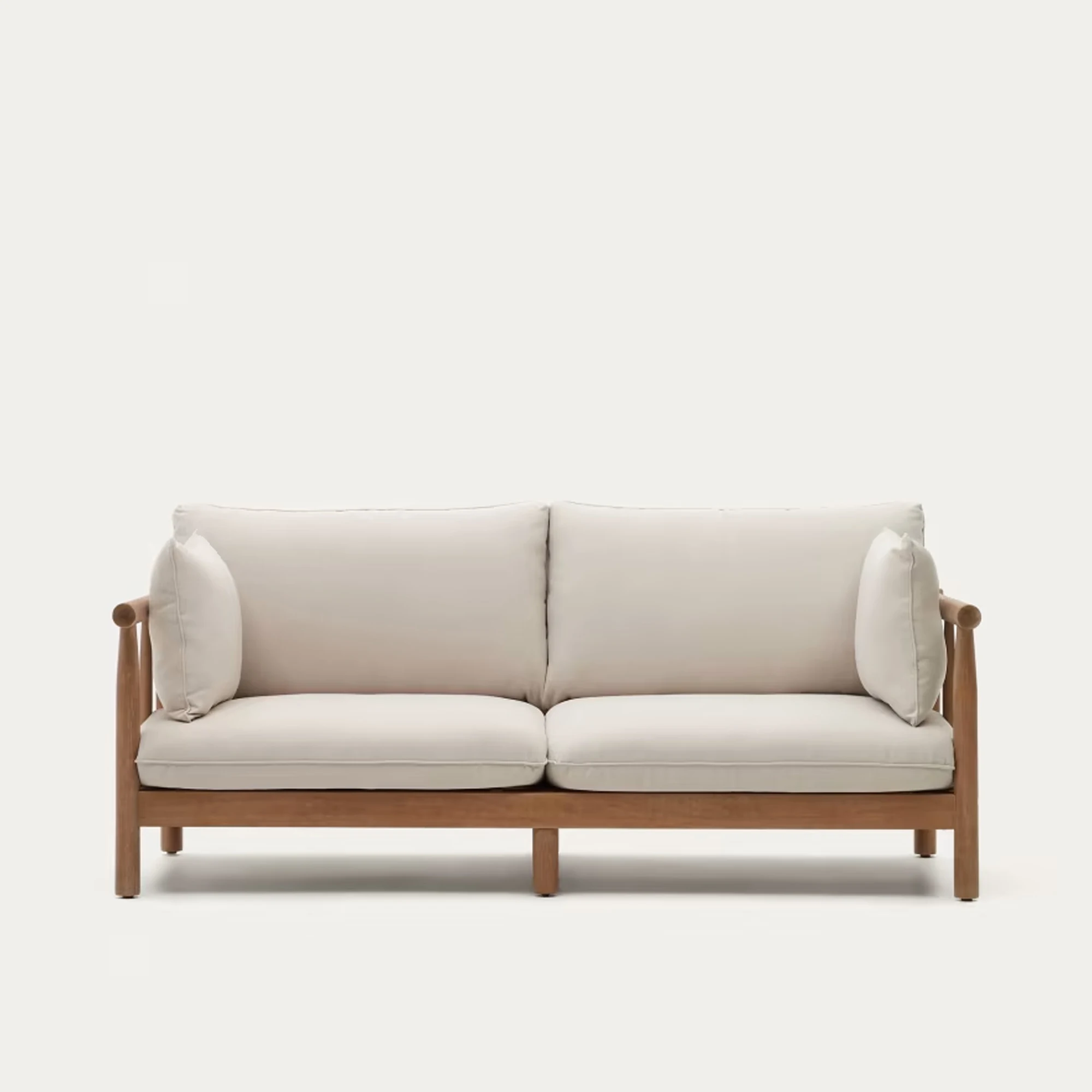 Outdoor Two Seater Sofa Natural Teak With Best White Cushion Otsuka