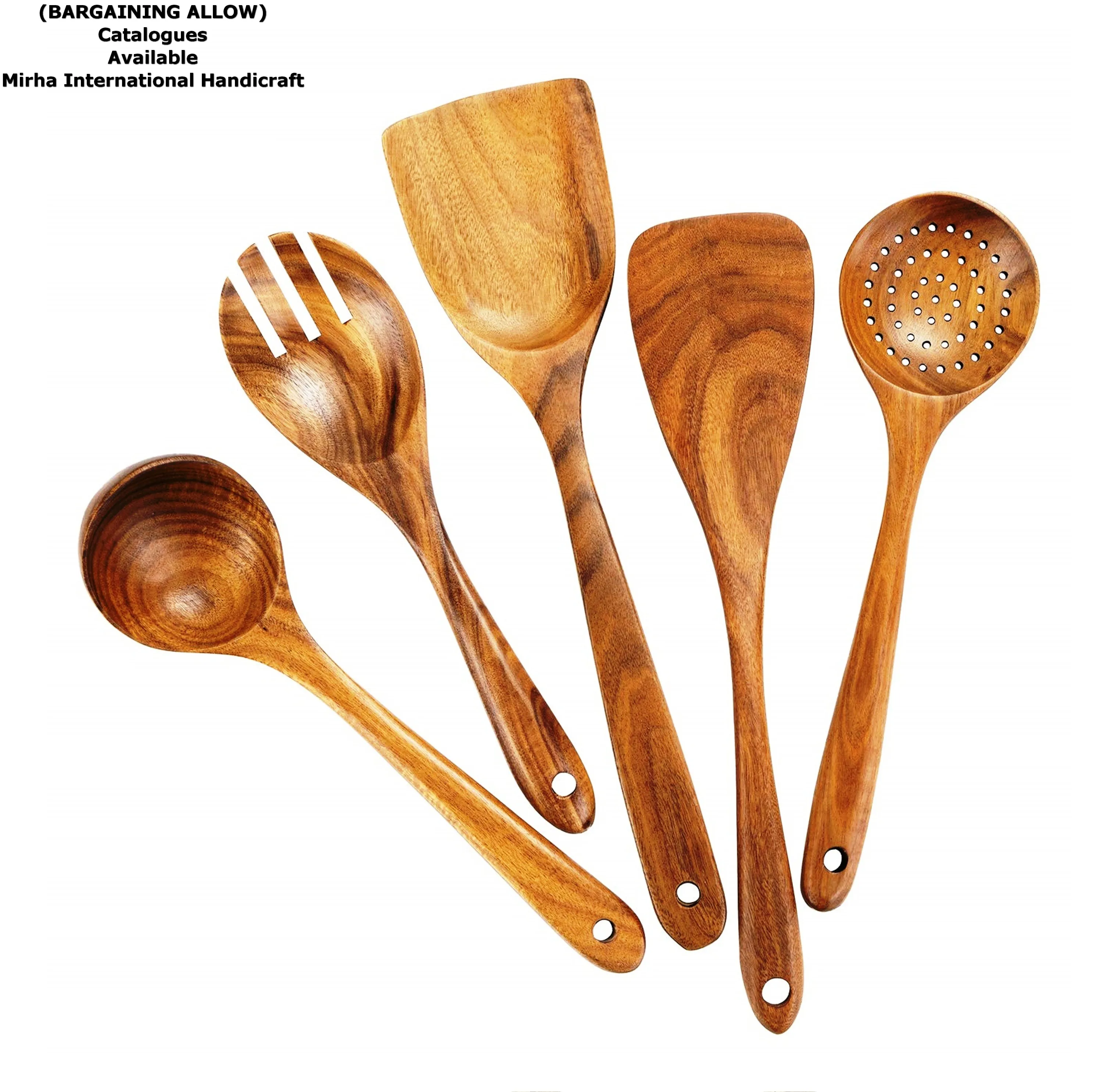 Acacia Wooden Utensils Set Of 4 Wooden Spoons For Cooking Indian Non ...