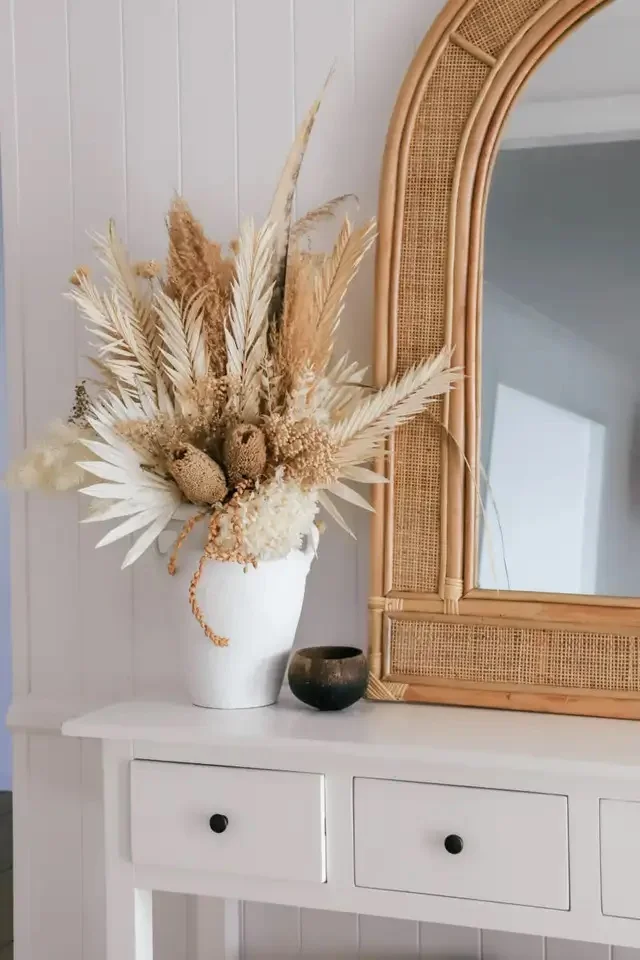 Hot Design Natural Handmade Rattan Dome Mirror Full Body Mirror Made In