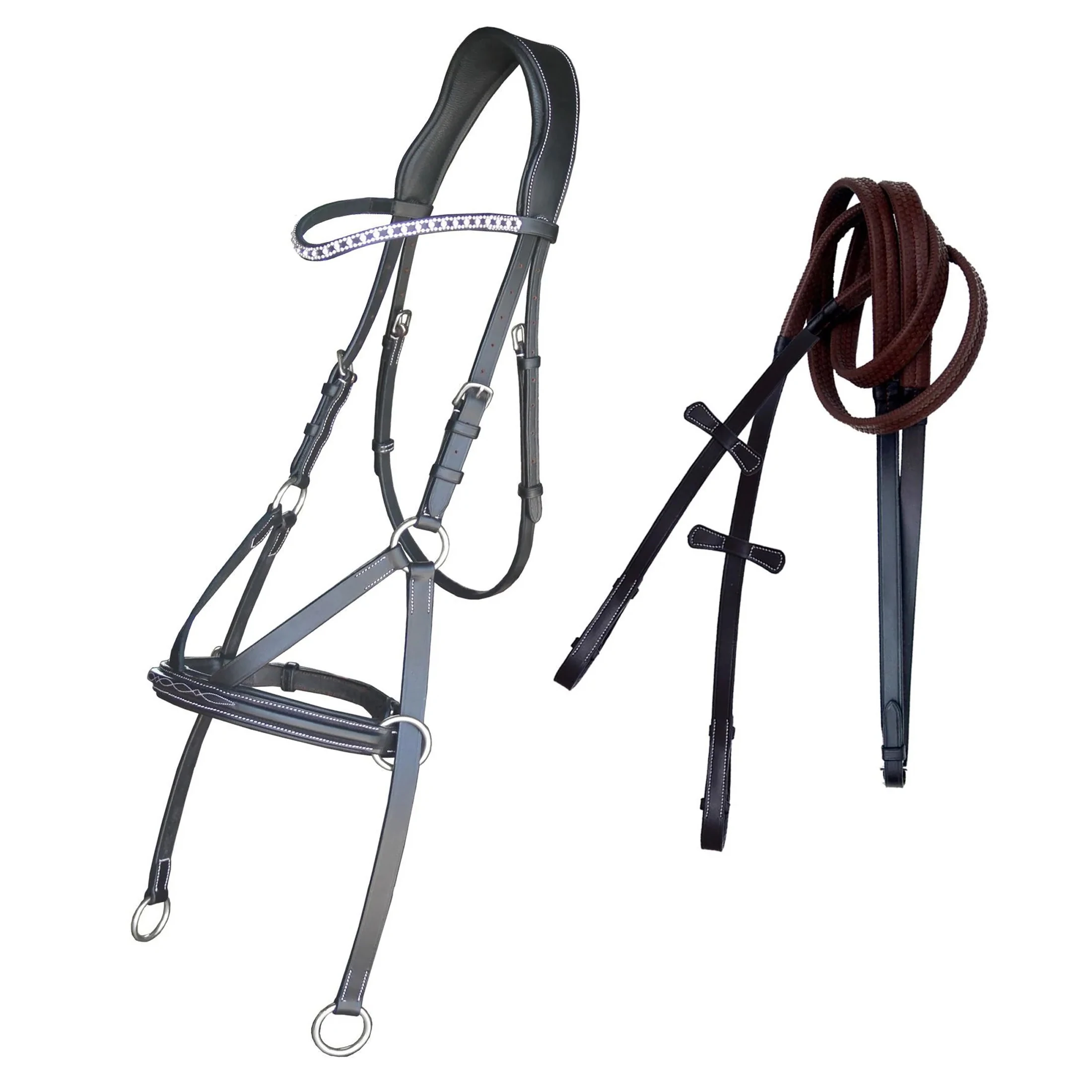 Professional Handmade Veg Tanned Leather Bitless Bridle With Square