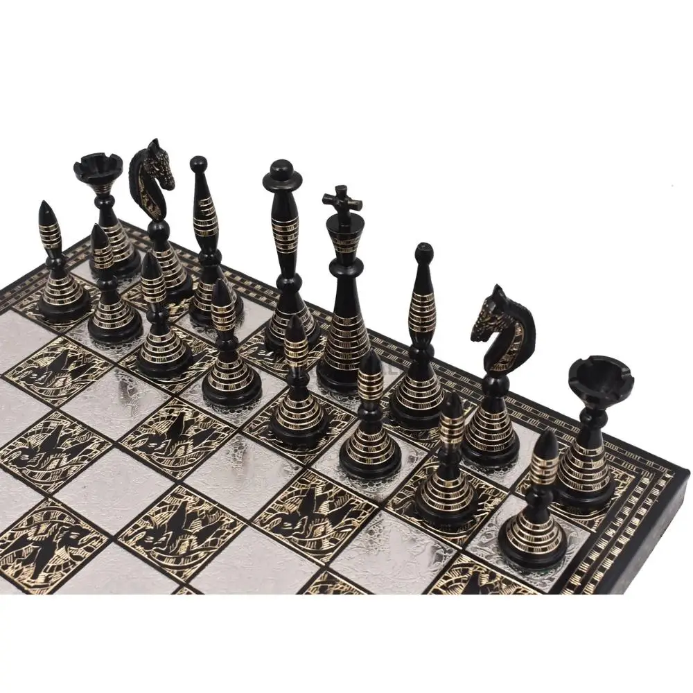 Brass Metal Chess Board Hand Carved And Crafted With Brass Metal