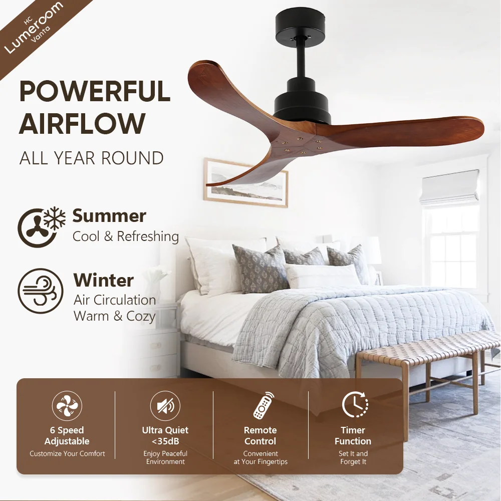 Ceiling Fan, 35W(0.05hp), Solid Wood + Metal - detail 4