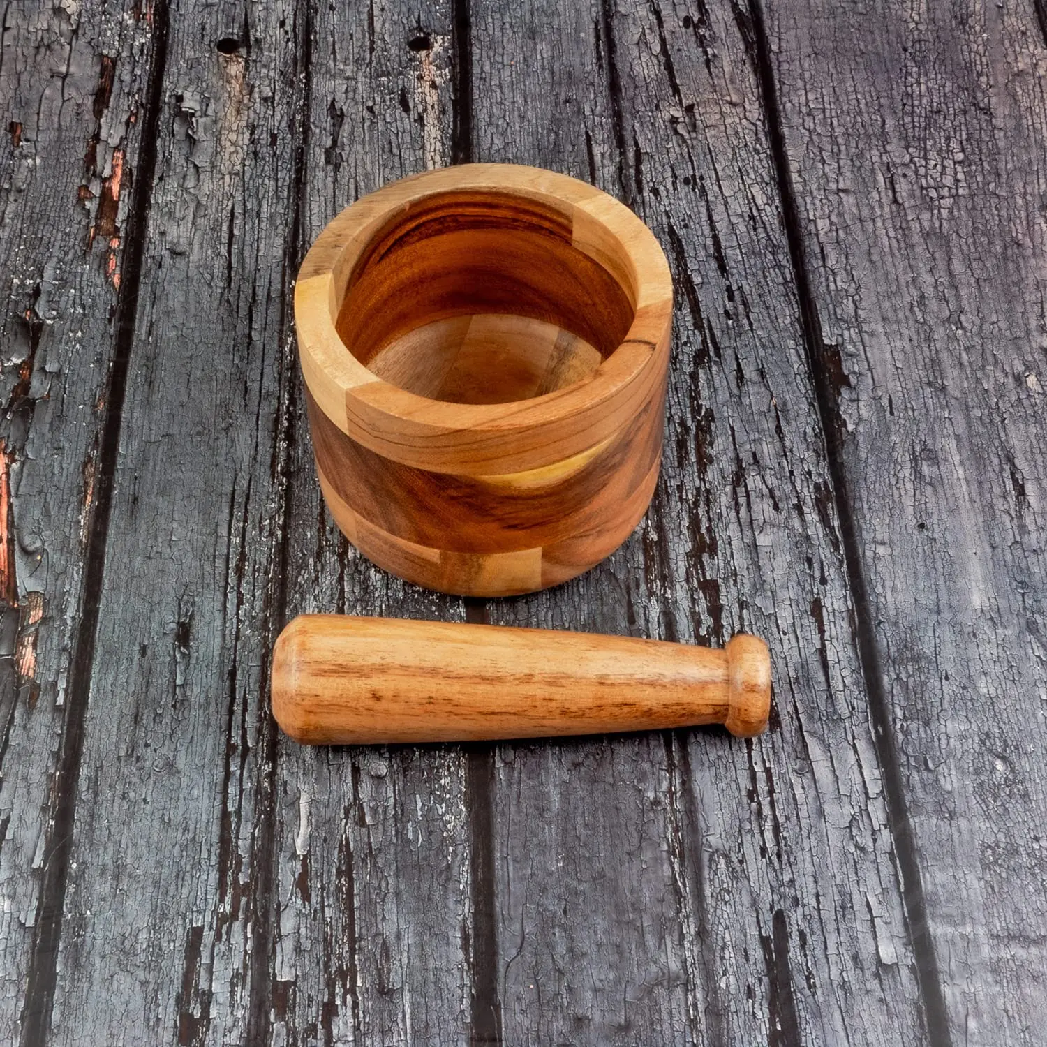 Handmade Acacia Wood Mortar And Pestle Perfect For Grinder For Herbs Garlic Walnut Spices