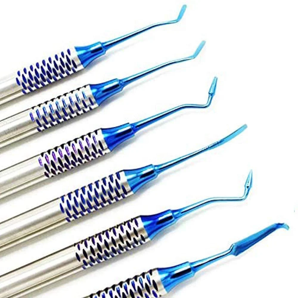 Blue Dental Instrument Composite Resin Filling Spatula Titanium Plated
