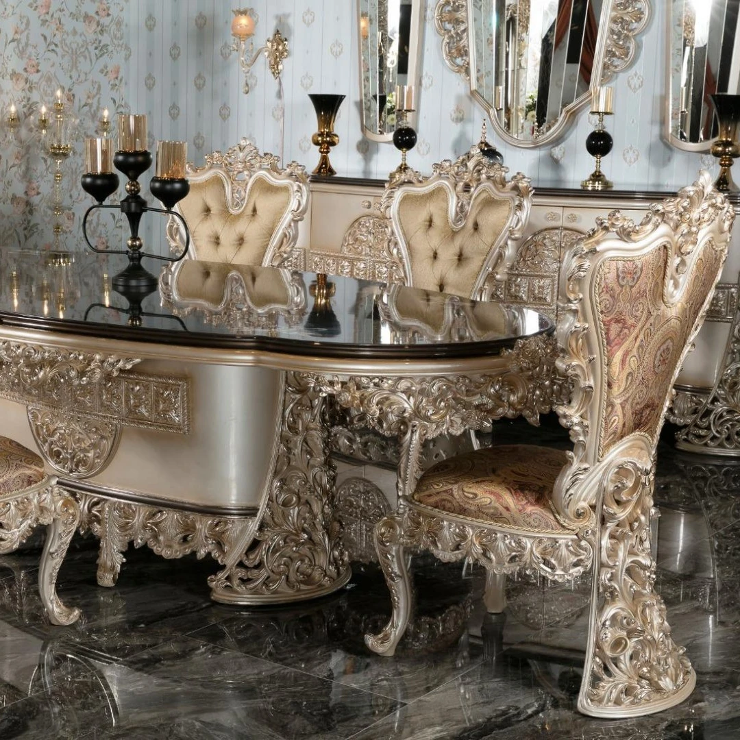 Luxury Syaquen Solid Wood Dining Room Set With High Quality Material