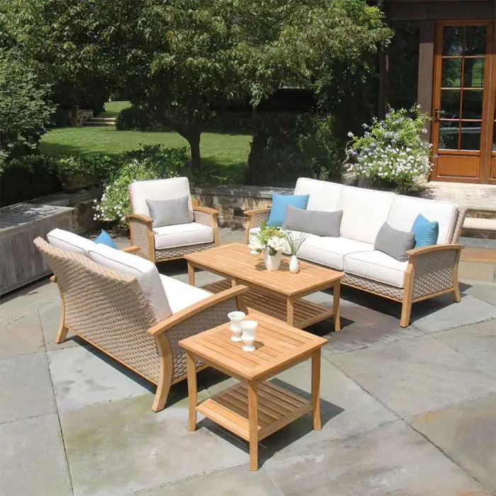 Elegant Sofa Teak Wood Outdoor Synthetic Rope Sets Sofa Maria Buy