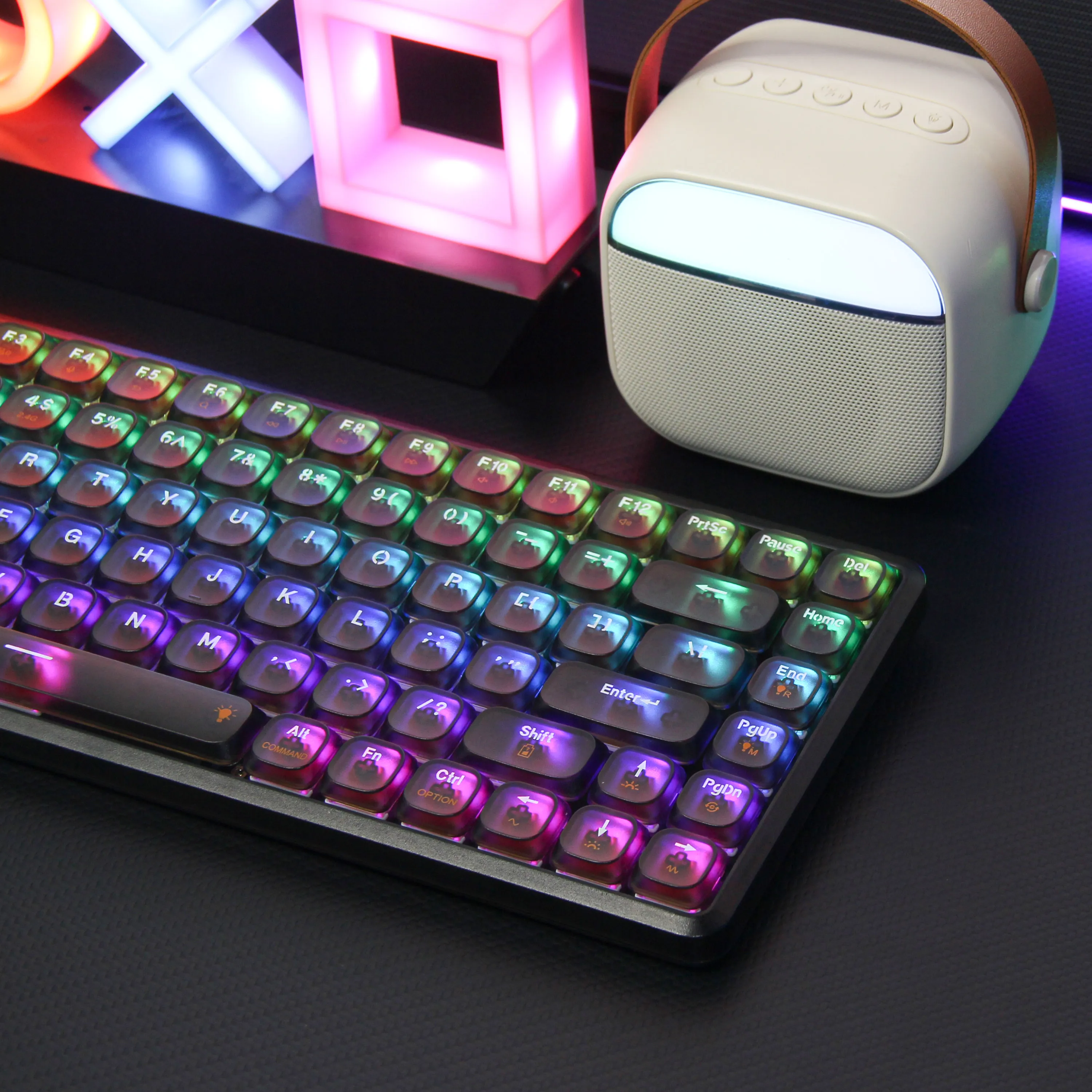 Programmable Typewriter Wireless Pink Mechanical Keyboard - Ergonomic Typewriter with Round ...