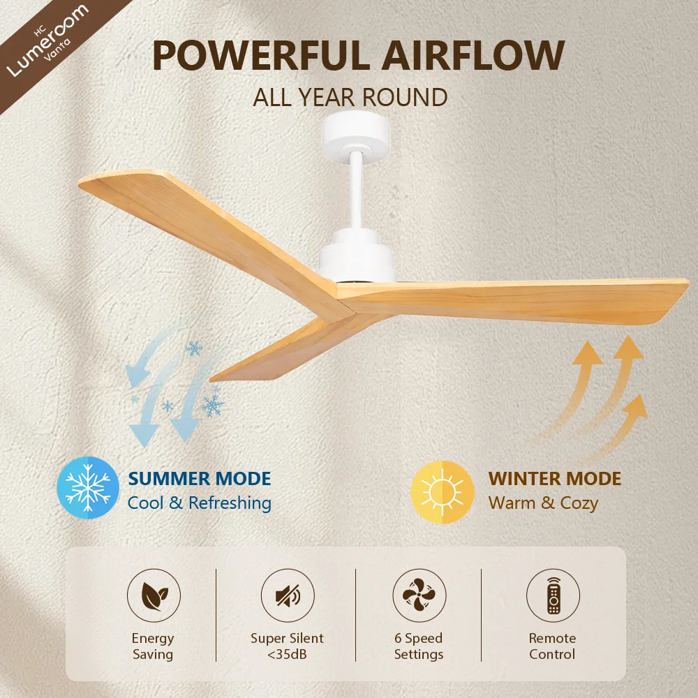 Ceiling Fan, 35W, Solid Wood + Metal - detail 4
