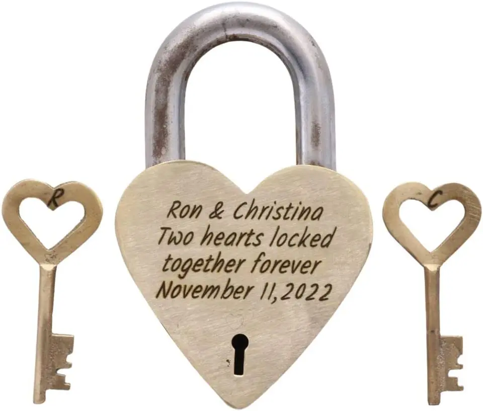 Personalized Solid Brass Heavy Duty Padlock Love Lock Memorial