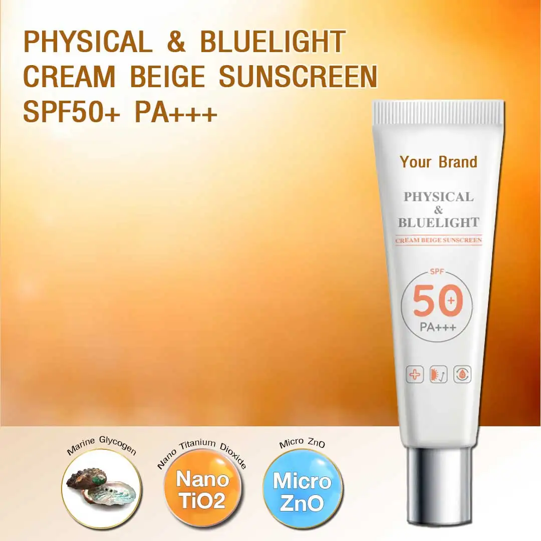 Top Product Physical Blue Light Cream Beige Sunscreen Spf50+ Pa