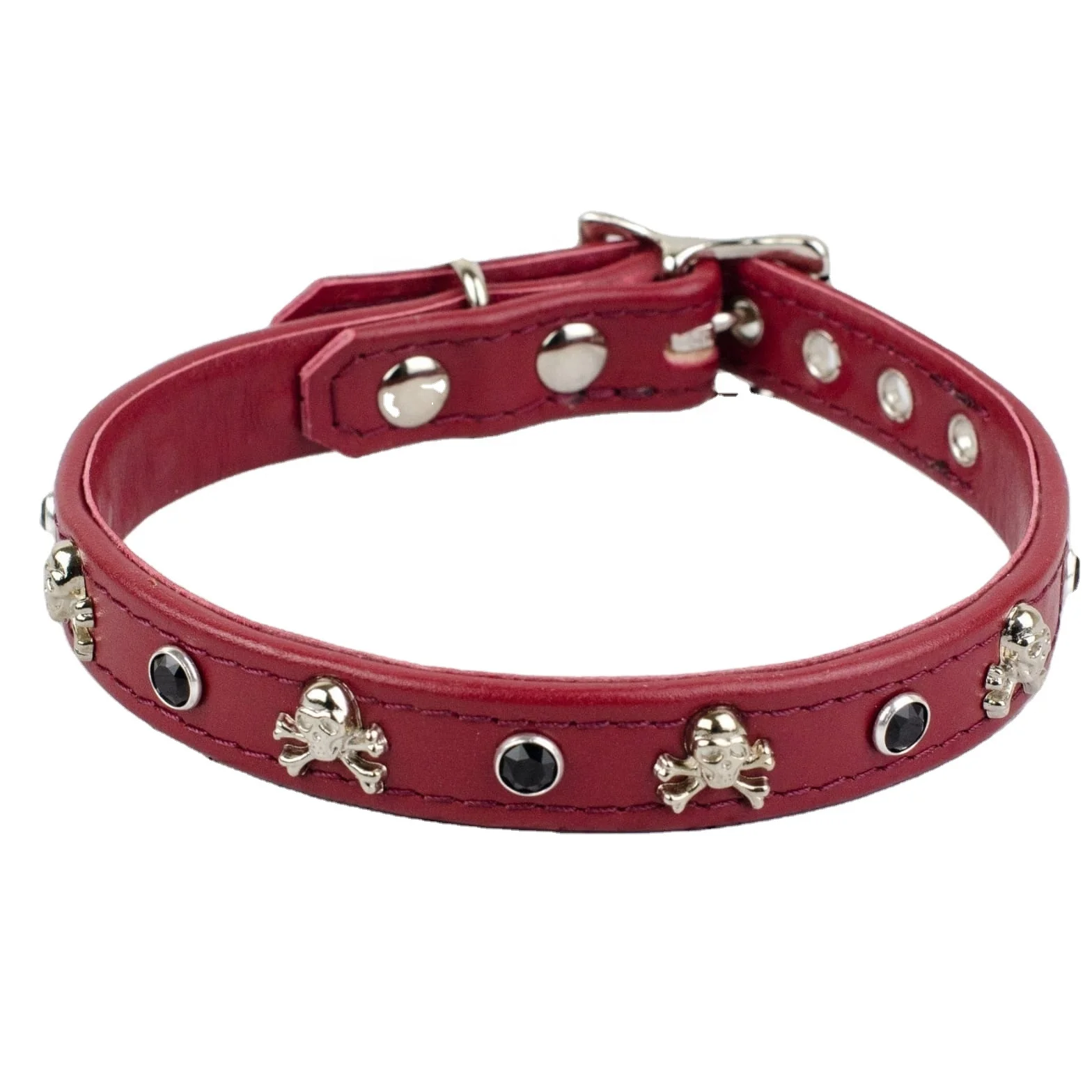 Premium Quality Handmade Genuine Leather Dog Collar With Crystals Studs