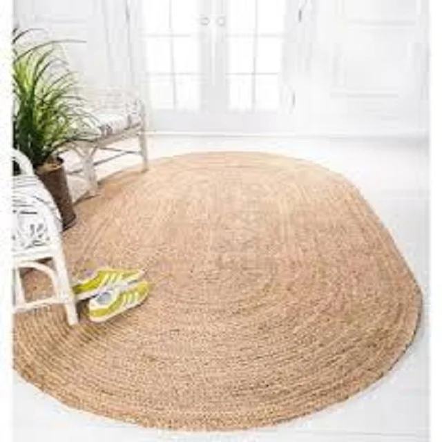 Oval Jute Hemp Braided Rugs Indian Handmade Jute & Cotton Braided Rugs Braided Beautiful