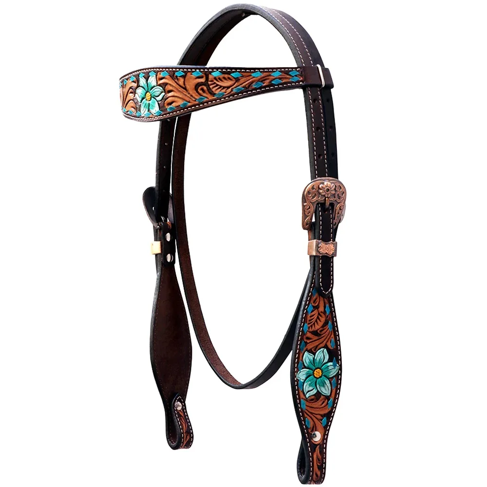 Handmade Rawhide Knotted Fancy Horse Leather Bosal Headstall With Rope