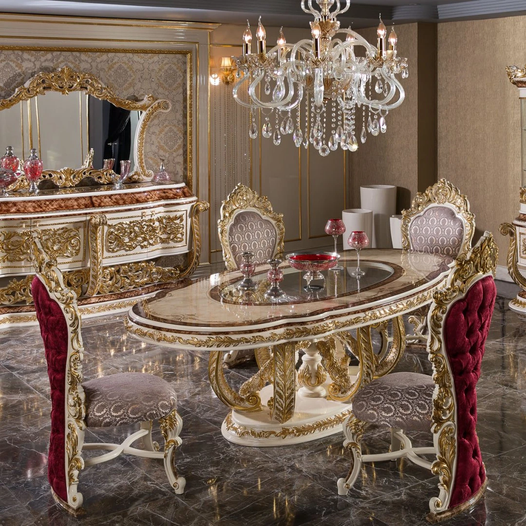 Luxury Saba Solid Wood Dining Room Set With High Quality Material And