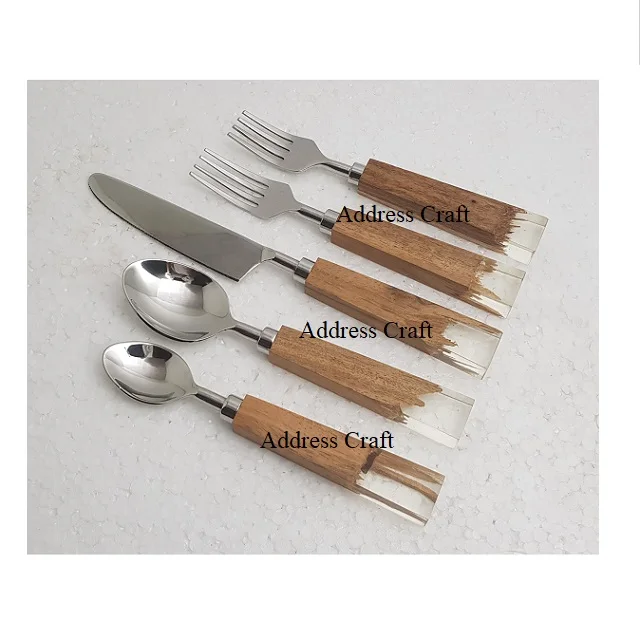 Best Seller Flatware Set With Wood Resin Handle 18/8 Stainless Steel