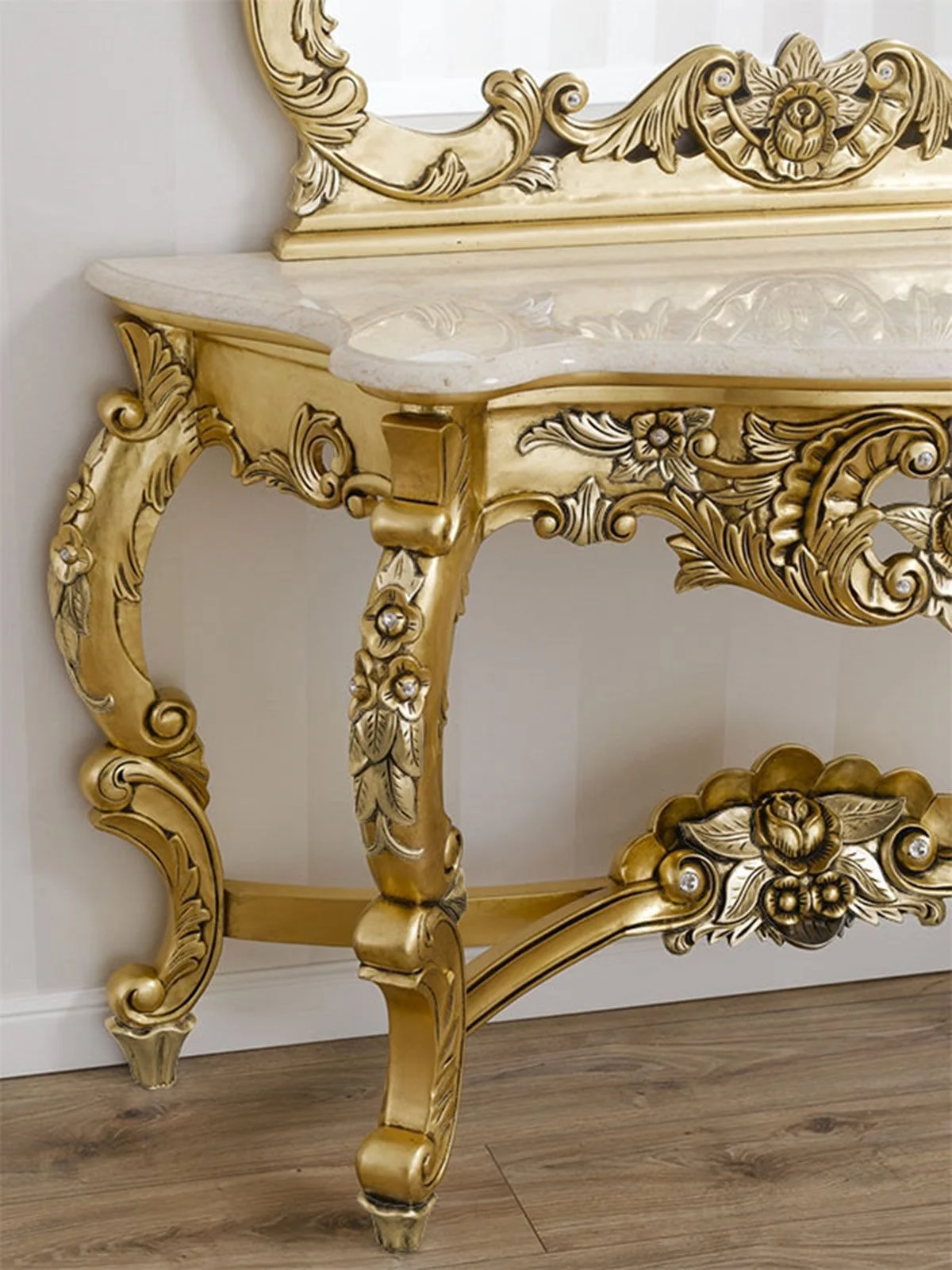 Golden Color French Style Classical Wooden Bedroom Dressing Table