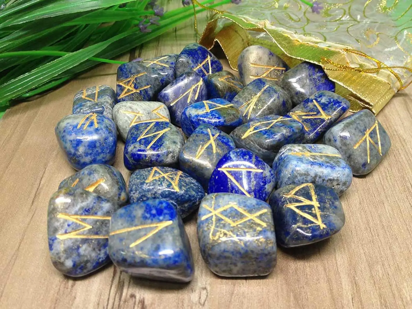 High Quality Lapis Lazuli Elder Futhark Rune Set Gemstone - Buy ...